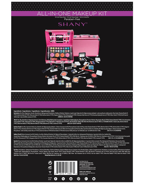 Load image into Gallery viewer, Carry All Make up Train Case with Pro Makeup Set, Beauty Brushes, Lipsticks, Eye Shadows, Blushes, Powders, and More - Reusable Cosmetics Storage Organizer - Premium Gift Packaging - Pink
