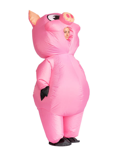Load image into Gallery viewer, Halloween Inflatable Costume for Adults, Air Blow-Up Piggy Dress up Unisex Cosplay Costume (Pink)
