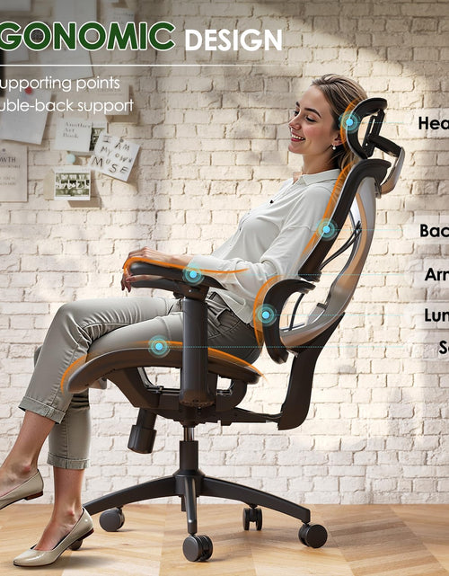 Load image into Gallery viewer, Ergonomic Office Chair, Big and Tall Mesh Chair with Lumbar Support, 3D Armrest - 215° Rotation, Adjustable Headrest &amp; Soft Seat, Durable Desk Chair 350LBS for Work Gaming Computer,Grey
