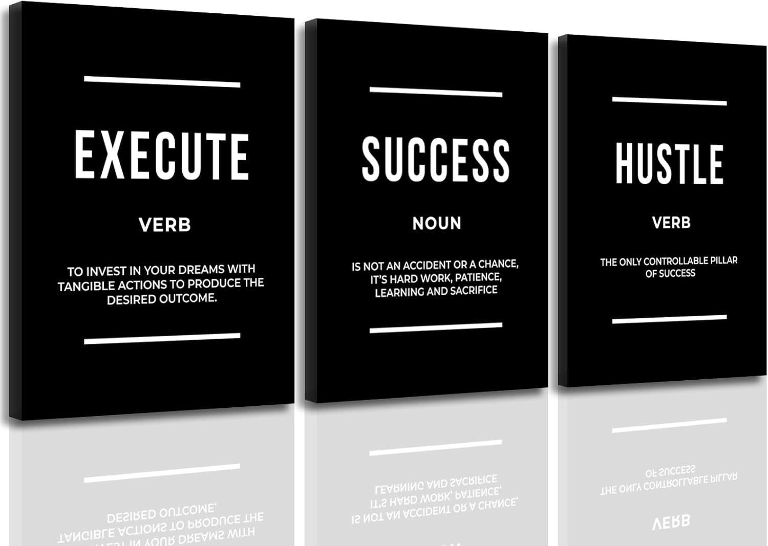 Motivational Wall Art Positive Quote Poster Canvas Painting Execute Success Hustle Inspirational Quotes Wall Art Office Wall Decor Pictures for Home Living Room Workplace,Ready to Hang
