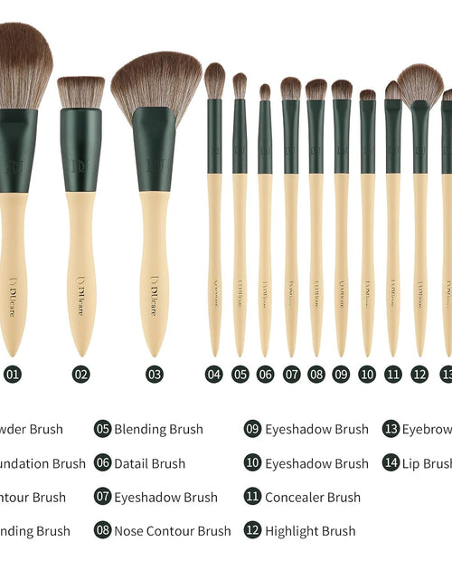 Load image into Gallery viewer, Makeup Brushes 14Pcs with 3Pcs Makeup Spong &amp; Cosmetic Bag - Lime Mojito Series Makeup Brush Set for Foundation Blending Face Powder Blush Concealers Eye Shadows
