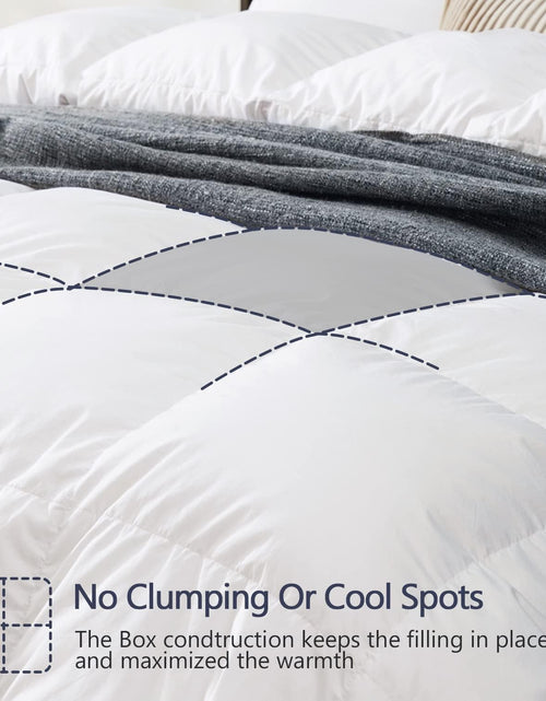 Load image into Gallery viewer, King Size down Comforter - All Season Duvet Insert with Medium Warmth, Soft and Noiseless Shell,8 Corner Tabs, and Machine Washable - White
