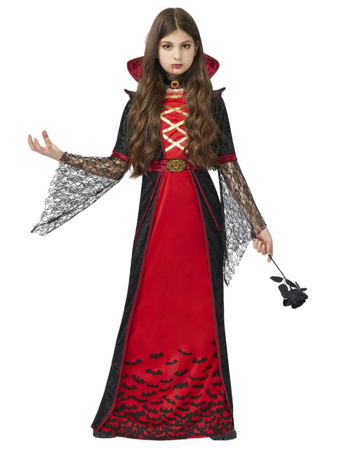 Load image into Gallery viewer, Royal Vampire Costume for Girls, Halloween Gothic Victorian Vampiress Queen Costume for Fancy Party Dress up Cosplay
