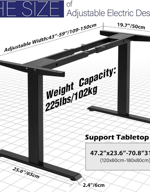 Load image into Gallery viewer, Dual Motor Electric Adjustable Standing for up to 70.8”X31.5” Table Tops, 225 Lbs Weight Capacity, Computer Desk for Home and Office (Grey Frame Only)
