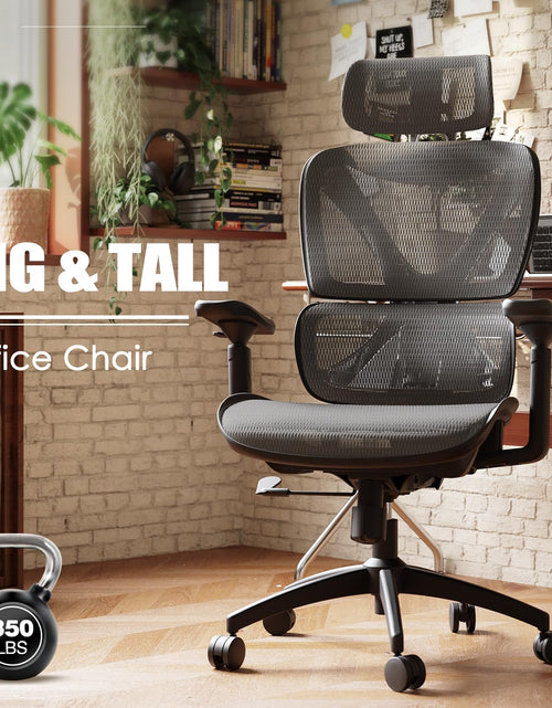 Load image into Gallery viewer, Ergonomic Office Chair, Big and Tall Mesh Chair with Lumbar Support, 3D Armrest - 215° Rotation, Adjustable Headrest &amp; Soft Seat, Durable Desk Chair 350LBS for Work Gaming Computer,Grey
