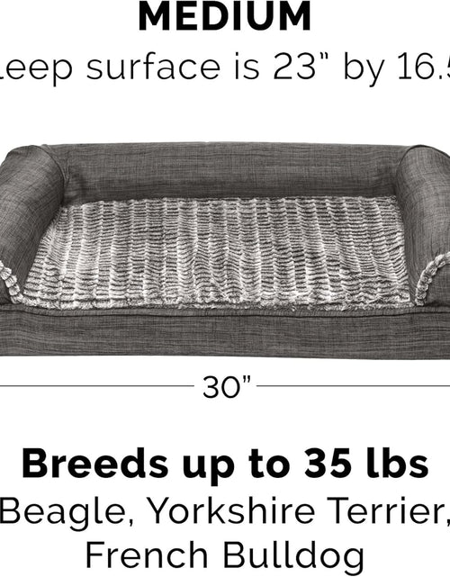 Load image into Gallery viewer, Orthopedic Dog Bed for Medium/Small Dogs W/ Removable Bolsters &amp; Washable Cover, for Dogs up to 35 Lbs - Luxe Faux Fur &amp; Performance Linen Sofa - Charcoal, Medium
