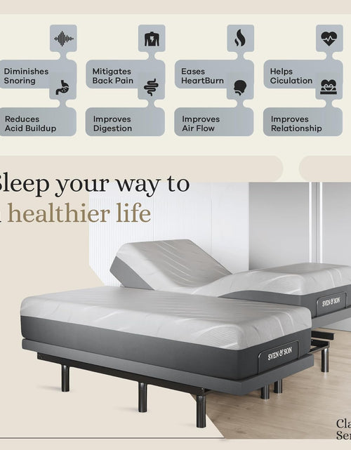 Load image into Gallery viewer, Harmony Adjustable Bed Base, Head and Foot Lift, Massage, Under-Bed Lights, USB, Gel Memory, Zero Gravity Smart Frame - Split King + 14 Inch Hybrid Spring Matt (Medium Soft)
