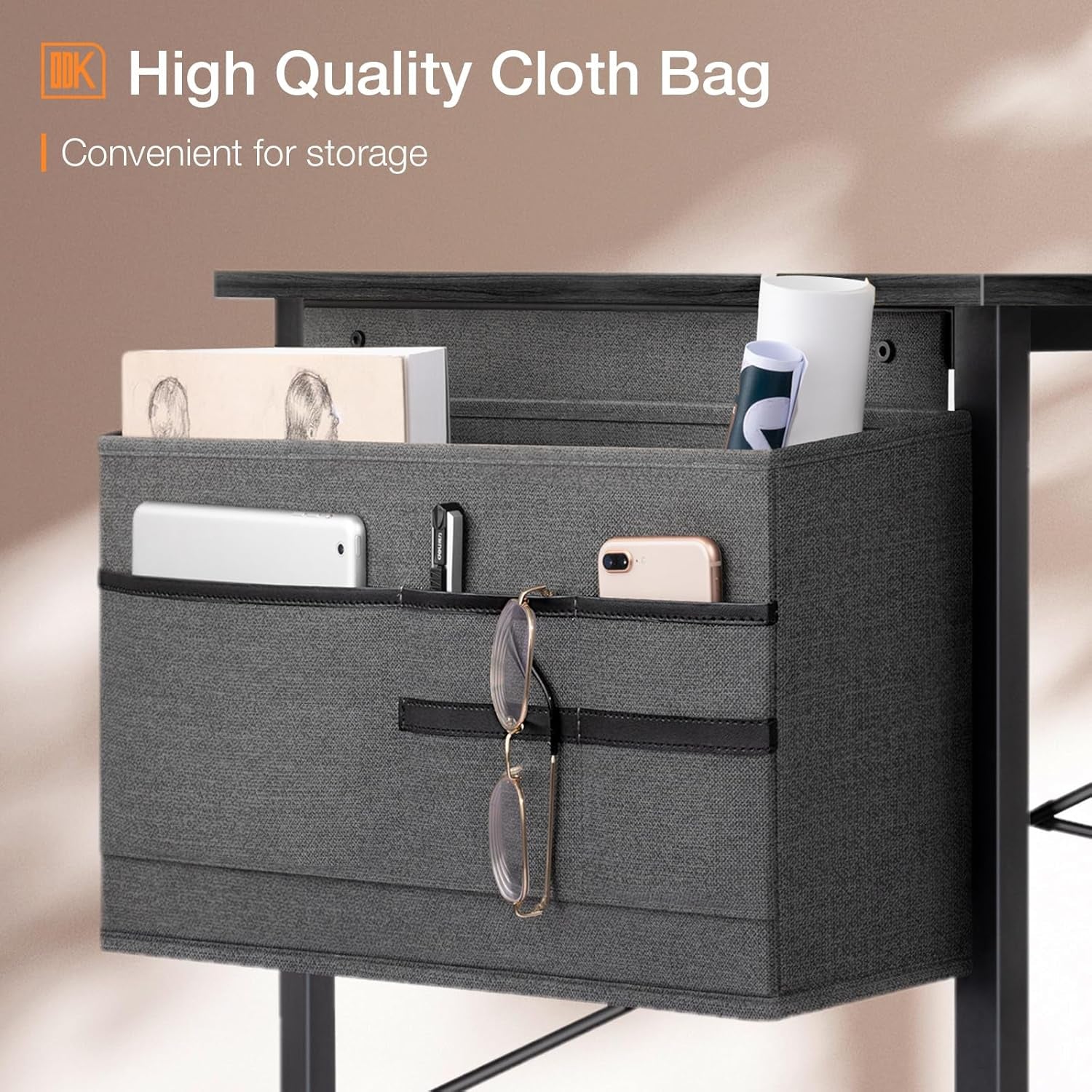 Computer Desk, 40 Inch Small Study Table, Office Desk with Storage, Work Table with Headphone Hook for Small Space Home Office, Black