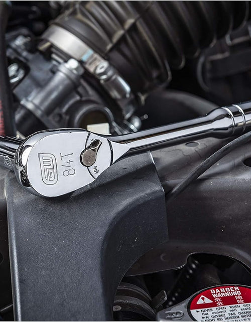Load image into Gallery viewer, 3 Piece 1/4&quot;, 3/8&quot; &amp; 1/2&quot; Drive 84 Tooth Full Polish Teardrop Ratchet Set - 81206A-07
