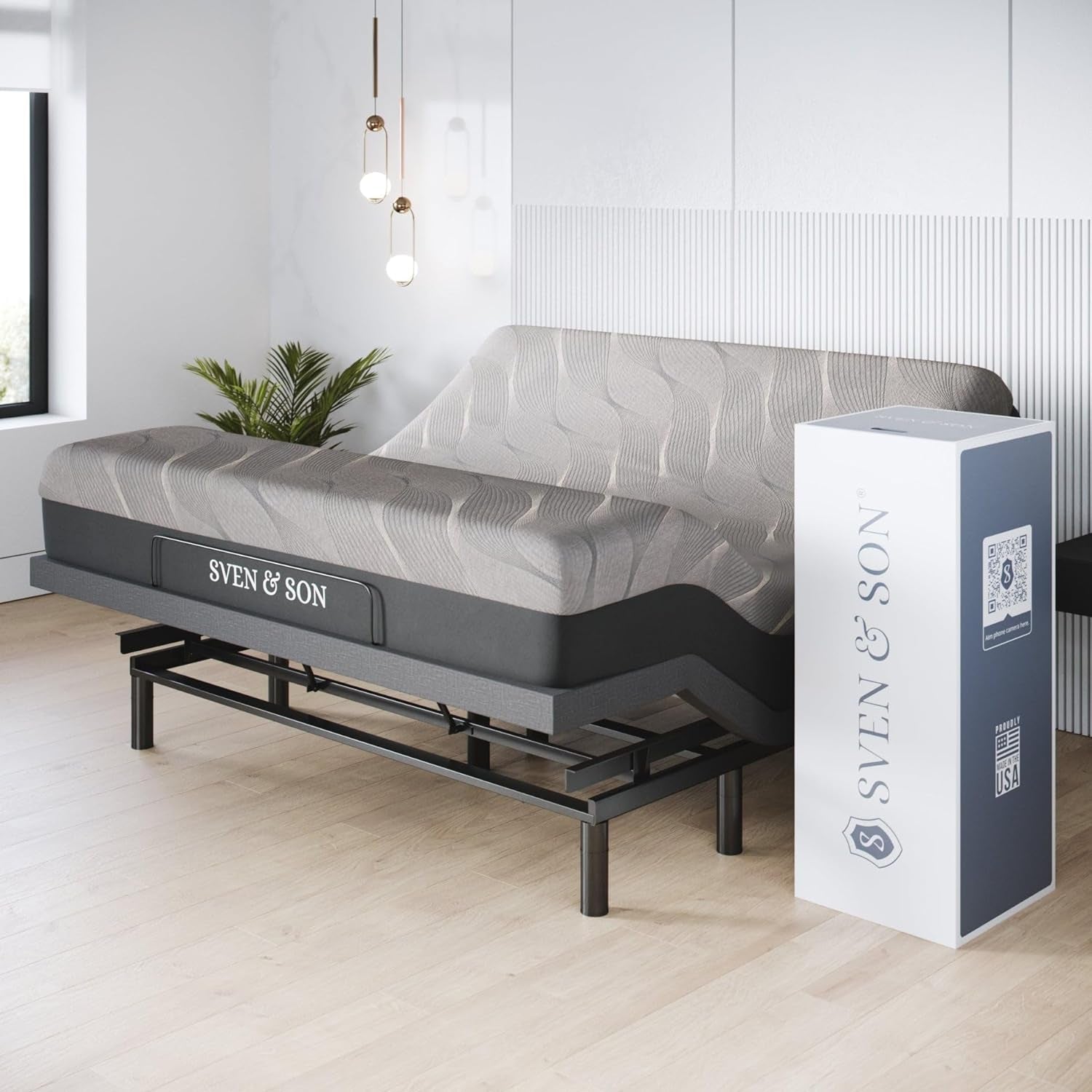Harmony Adjustable Bed Base, Head and Foot Lift, Massage, Under-Bed Lights, USB, Gel Memory, Zero Gravity Smart Frame - King + 12 Inch Memory Foam Matt (Medium)