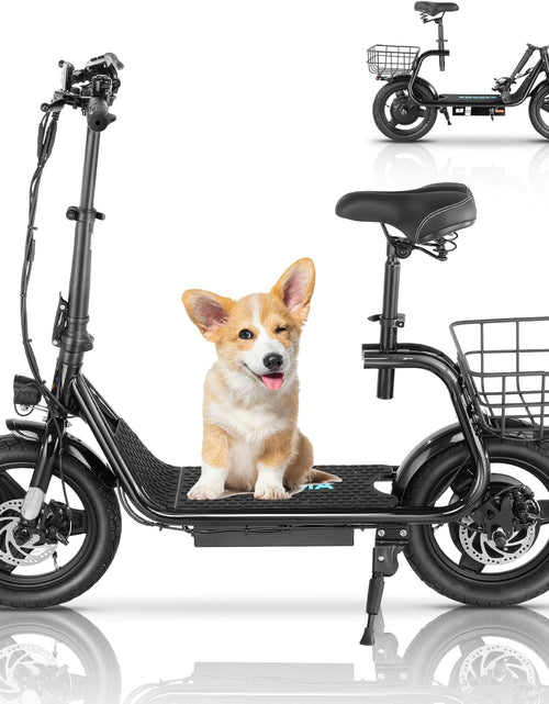 Load image into Gallery viewer, Electric Scooter with Seat, 14&quot; Tire Foldable E-Scooter for Adults, 500/800/1200W Motor, Max 30Miles Ranges&amp;20Mph, Dual Braking Dual Suspension, Stable Triangular Frame, 300Lbs Max Load

