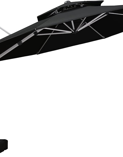 Load image into Gallery viewer, 12 Feet Double Top round Deluxe Patio Umbrella Offset Hanging Umbrella Outdoor Market Umbrella Garden Umbrella, Black

