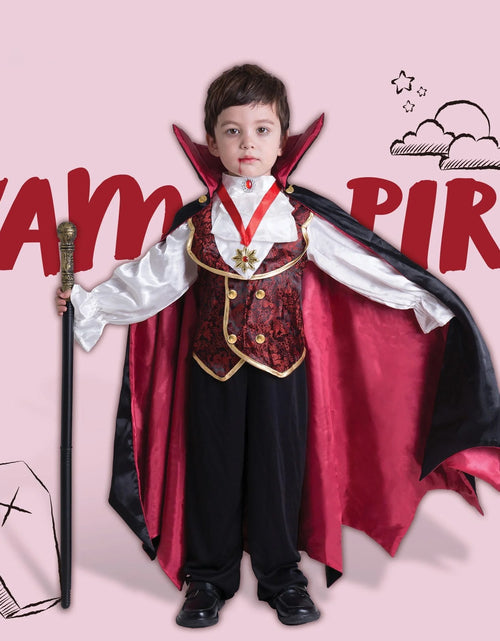Load image into Gallery viewer, Gothic Vampire Costume Kids, Toddler Vampire Costume Halloween Vampire Costume, Vampire Costume for Boys, Halloween Party Dress up (3-4Yrs)
