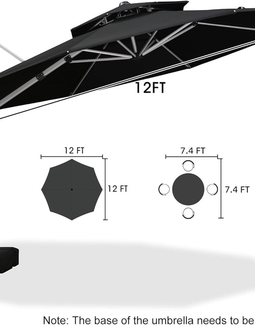 Load image into Gallery viewer, 12 Feet Double Top round Deluxe Patio Umbrella Offset Hanging Umbrella Outdoor Market Umbrella Garden Umbrella, Black
