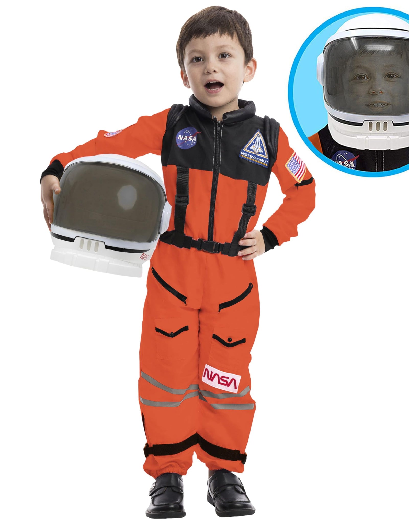 Astronaut Costume with Helmet for Kids Toddler Boys Halloween Dress up Party and Roly Play Cosplay 3-14 Years
