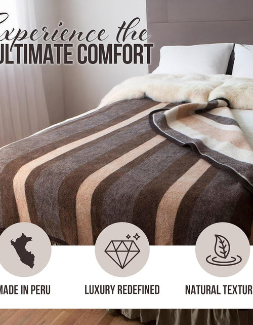 Load image into Gallery viewer, Natural Alpaca &amp; Sheep Wool Blanket – Twin Size – Heavyweight Warmth, Thick, Breathable, Natural Texture &amp; Scent, 63 X 84 Inches, 4.2 Lbs – Made in Peru
