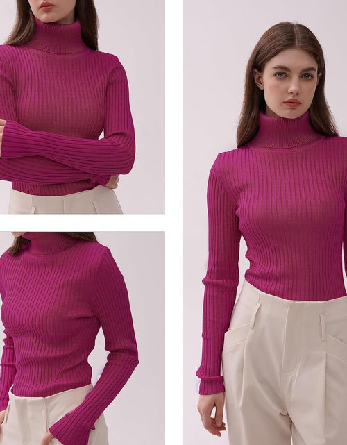 Load image into Gallery viewer, Turtleneck Ribbed Sweaters for Women Cute Sexy Knitted Warm Fitted Sweater
