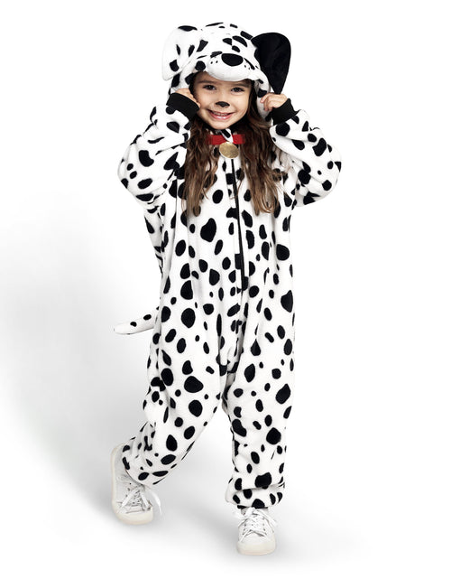 Load image into Gallery viewer, Kids Dalmatian Puppy Costume, Halloween Puppy Costume, Halloween Trick or Treat Party Dress Up, Ages 5-12
