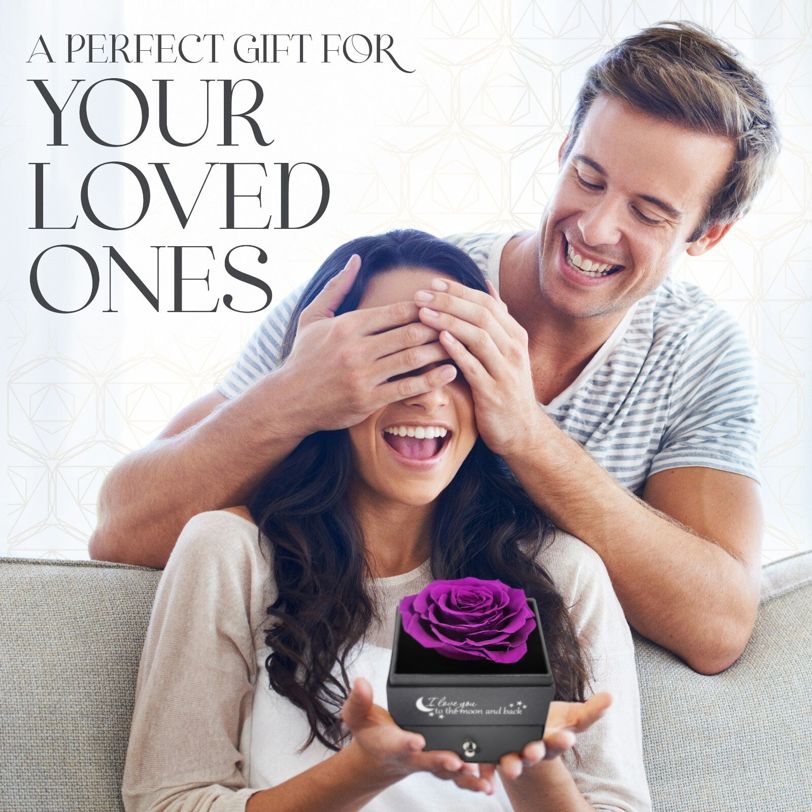 Glamour Boutique Preserved Rose in a Box with I Love You Necklace in 100 Languag