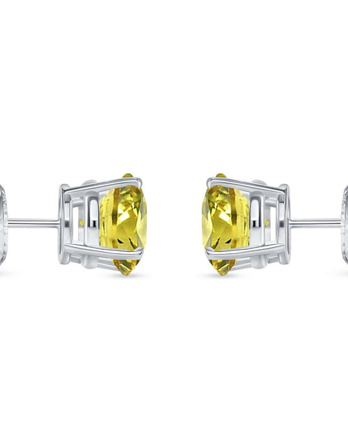 Load image into Gallery viewer, 5.50 Ct round Cut Canary Earrings Studs Solid Real 950 Platinum Push Back Basket
