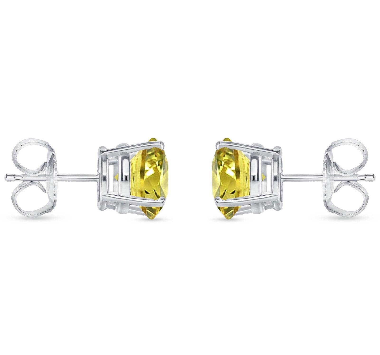 5.50 Ct round Cut Canary Earrings Studs Solid Real 950 Platinum Push Back Basket