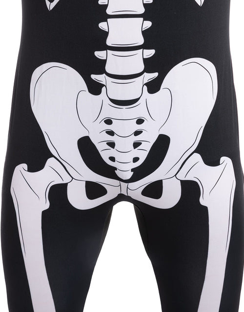 Load image into Gallery viewer, Skeleton Costume for Adults, Skeleton Bone Bodysuit Halloween Costumes for Men with Skeleton Hood Mask, Halloween Party Fancy Dress-Up
