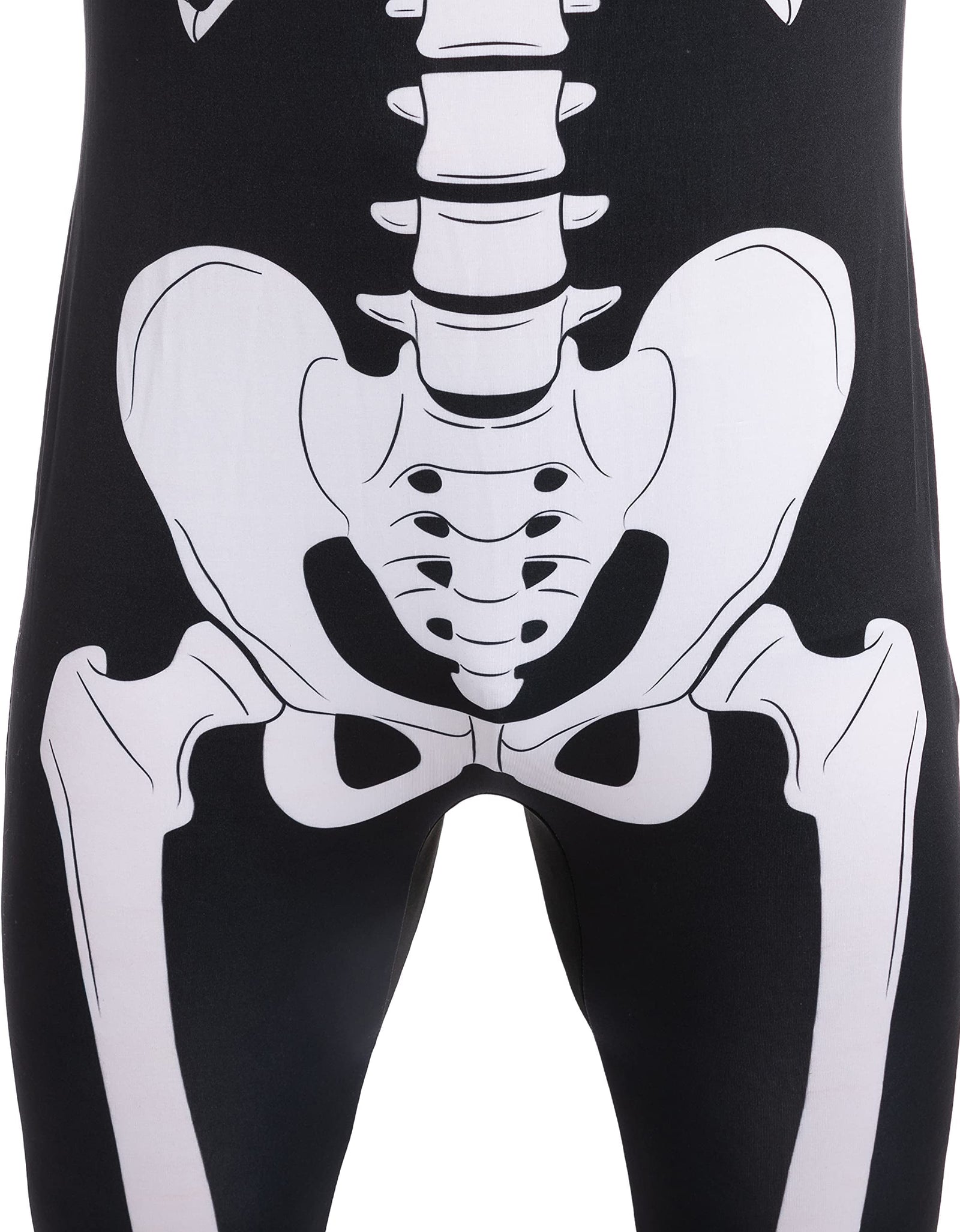 Skeleton Costume for Adults, Skeleton Bone Bodysuit Halloween Costumes for Men with Skeleton Hood Mask, Halloween Party Fancy Dress-Up