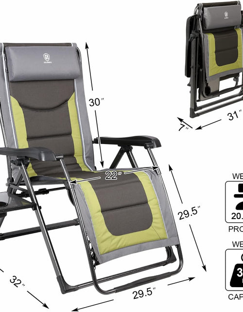 Load image into Gallery viewer, Oversize XL Zero Gravity Recliner Padded Patio Lounger Chair with Adjustable Headrest Support 350Lbs (Olive Green)
