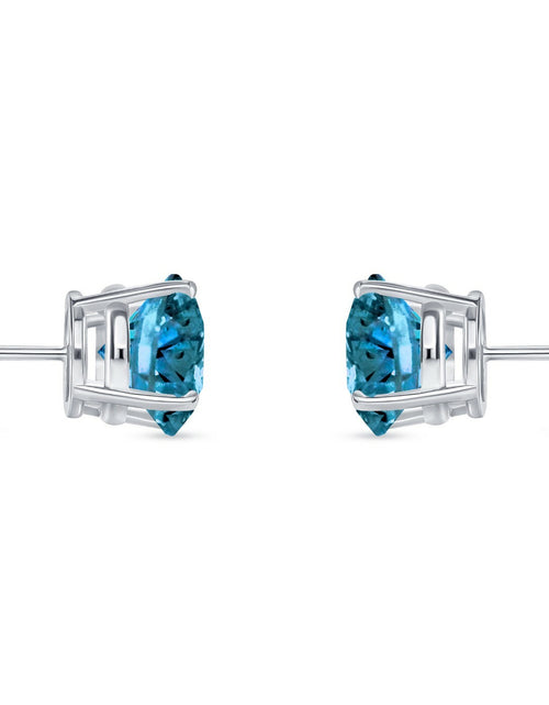 Load image into Gallery viewer, 5.50 Ct round Cut Blue Earrings Studs Solid Real 950 Platinum Push Back Basket
