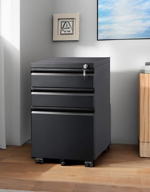 Load image into Gallery viewer, 3 Drawer Mobile File Cabinet under Desk Office, Fully Assembled except Casters, Letter/Legal Size, Black
