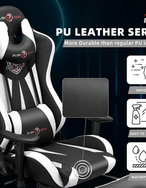 Load image into Gallery viewer, Gaming Chair with Footrest, Gaming Chairs, Comfortable Office Chairs Ergonomic Computer Gamer Chair with Headrest and Lumbar Support, High Back Gaming Chairs for Teens Adults, White
