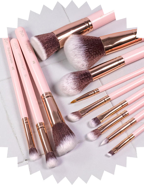 Load image into Gallery viewer, Beauty 15Piece Award Winning Pink Makeup Brushes: Pink Makeup Brush Set with Case, Makeup Sponge, Brush Cleaner, Guide, Gift Box
