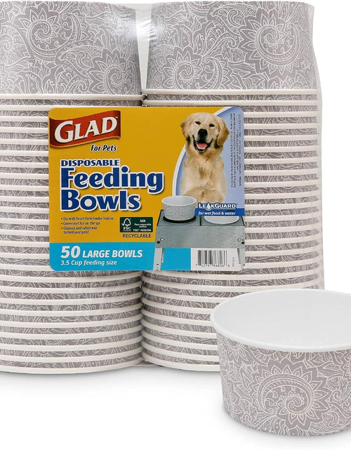 Load image into Gallery viewer, for Pets Disposable Feeding Bowls | Large Disposable Dog Bowls in Gray Pattern | 3.5 Cup Feeding Size, Dog Bowls Are Great for Dry and Wet Dog Food or Water (Pack of 1,25 Count Total)
