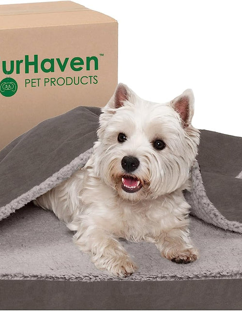 Load image into Gallery viewer, Orthopedic Dog Bed for Medium/Small Dogs W/ Removable Washable Cover, for Dogs up to 35 Lbs - Berber &amp; Suede Blanket Top Mattress - Gray, Medium
