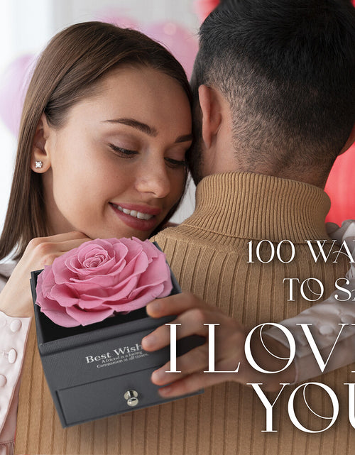 Load image into Gallery viewer, Glamour Boutique Preserved Rose in a Box with I Love You Necklace in 100 Languag
