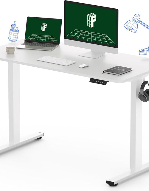 Load image into Gallery viewer, One-Piece Electric Standing Desk, 48 X 24 Inches Adjustable Desk with Seamless Desktop, Memory Controller Height Adjustment (White Frame + White Desktop, 2 Packages)

