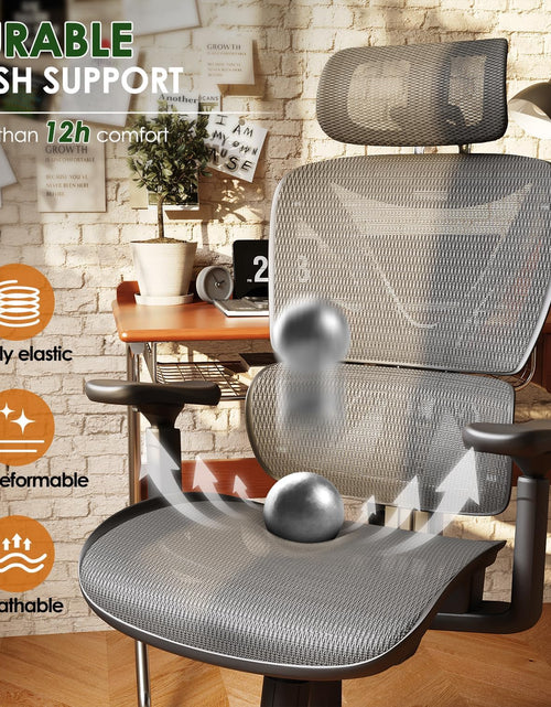 Load image into Gallery viewer, Ergonomic Office Chair, Big and Tall Mesh Chair with Lumbar Support, 3D Armrest - 215° Rotation, Adjustable Headrest &amp; Soft Seat, Durable Desk Chair 350LBS for Work Gaming Computer,Grey
