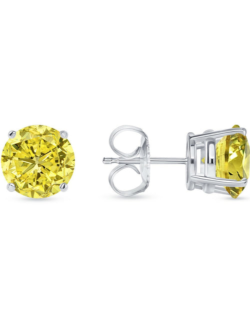 Load image into Gallery viewer, 5.50 Ct round Cut Canary Earrings Studs Solid Real 950 Platinum Push Back Basket
