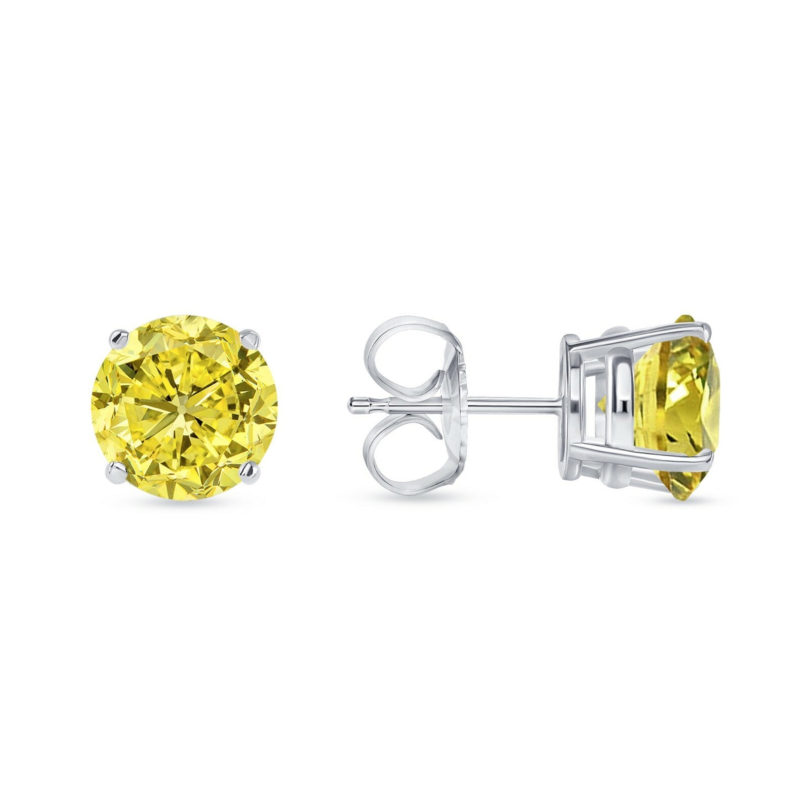 5.50 Ct round Cut Canary Earrings Studs Solid Real 950 Platinum Push Back Basket