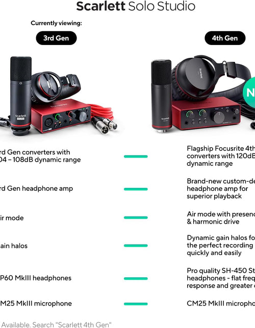 Load image into Gallery viewer, Scarlett Solo Studio 3Rd Gen USB Audio Interface Bundle for the Guitarist, Vocalist or Producer with Condenser Microphone and Headphones for Recording, Songwriting, Streaming and Podcasting
