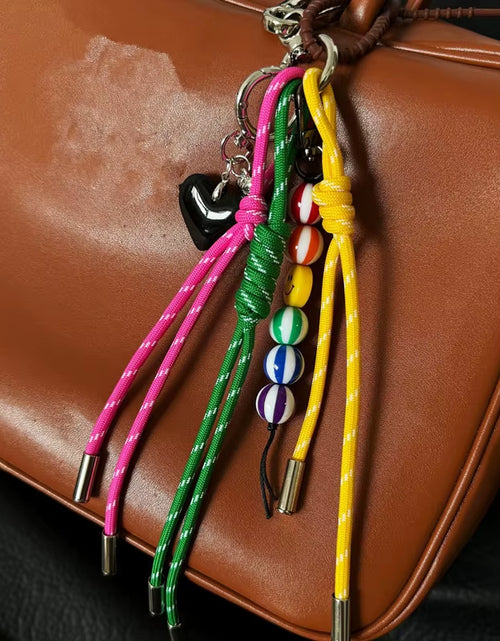 Load image into Gallery viewer, Handmade High-End Baseball Bag Charm Keychain Original Wind Chime Design for Sister Premium Customizable Promotional Carabiner
