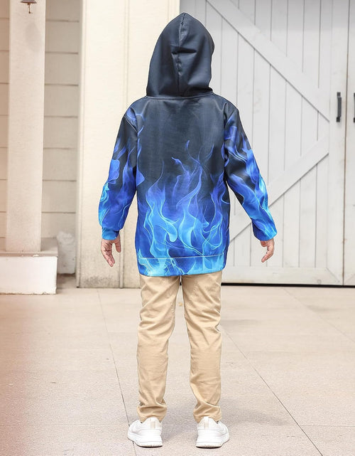 Load image into Gallery viewer, Blue Smoke Hoodies for Boys Fall Winter Clothes 7-8 Years Girl Sweatshirt Fashion Fire Sweater Kids Long Sleeves Pullover with Design

