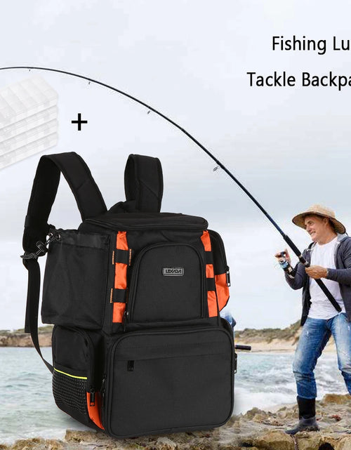 Load image into Gallery viewer, Lixada Fishing Backpack Waterproof Fishing Lures Reel Bag Adjustable Straps Fish Tackle Storage Bag +Fishing Tackle Boxes
