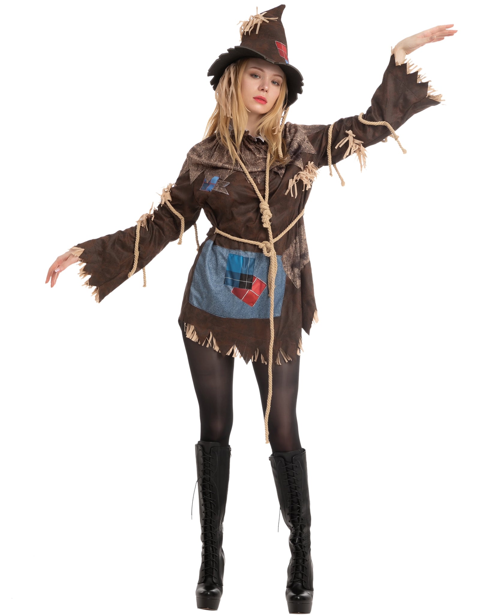 Scary Scarecrow Costume for Adult Women Halloween Dress up Party Cosplay
