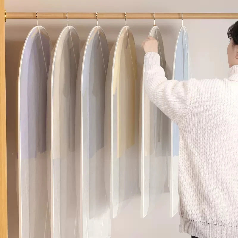 Clothes Hanging Dust Cover Wedding Dress Cover Suit Coat Storage Bag Transparent Fully Enclosed Clothes Cover with Zipper