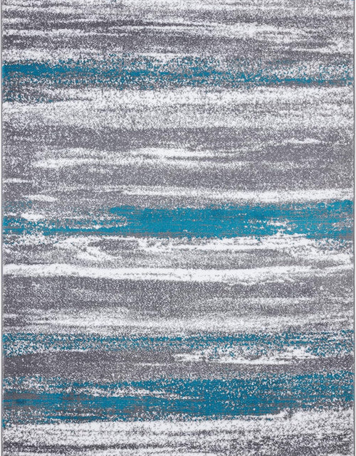 Load image into Gallery viewer, Modern Abstract Turquoise 9X12 Area Rug
