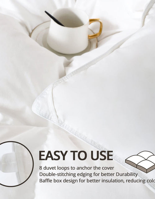 Load image into Gallery viewer, King Size down Comforter - All Season Duvet Insert with Medium Warmth, Soft and Noiseless Shell,8 Corner Tabs, and Machine Washable - White
