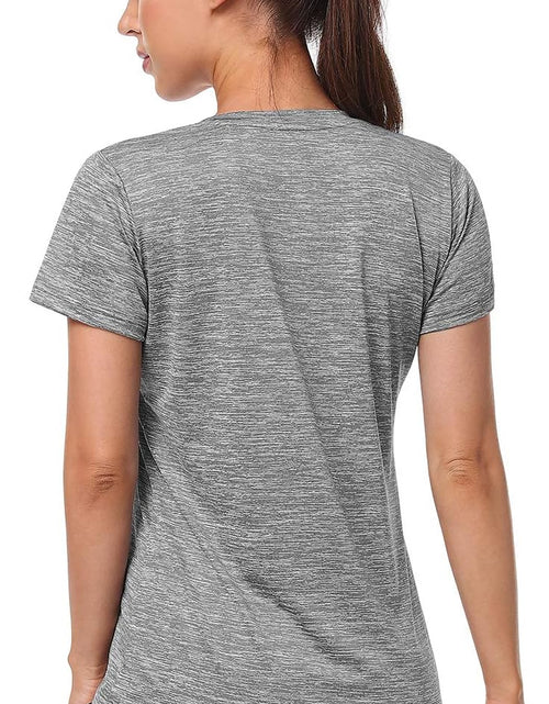 Load image into Gallery viewer, 5-Pack Women&#39;S Short Sleeve Dry Fit T-Shirt Moisture Wicking Athletic V-Neck Tee
