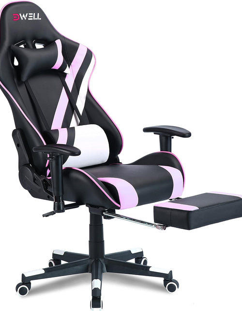 Load image into Gallery viewer, Pink Gaming Chair,Computer Chair,Gaming Chair with Footrest,Adjustable Gamer Chair with Headrest and Lumbar Support,Pu Leather Gaming Chair for Adults,Ergonomic Design
