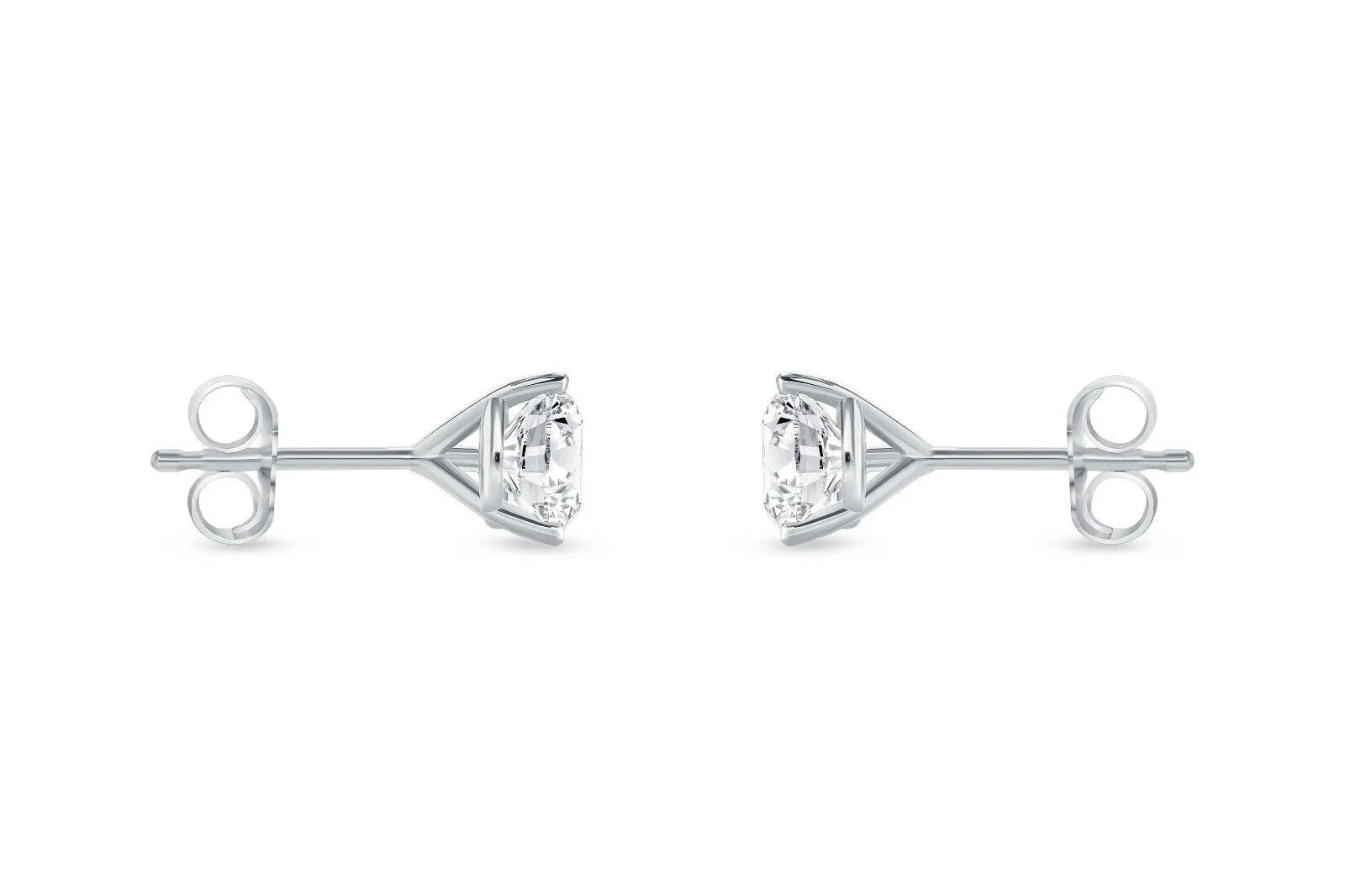 1 Ct round Lab Created Grown Diamond Earrings 14K White Gold F/VS Martini Push